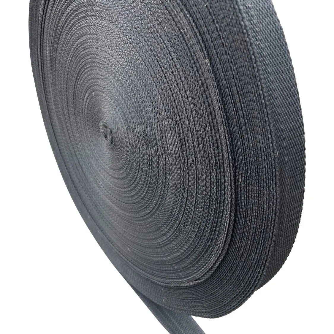 1" Flat Nylon Webbing Straps - Black, 25 Yd Roll - Lightweight