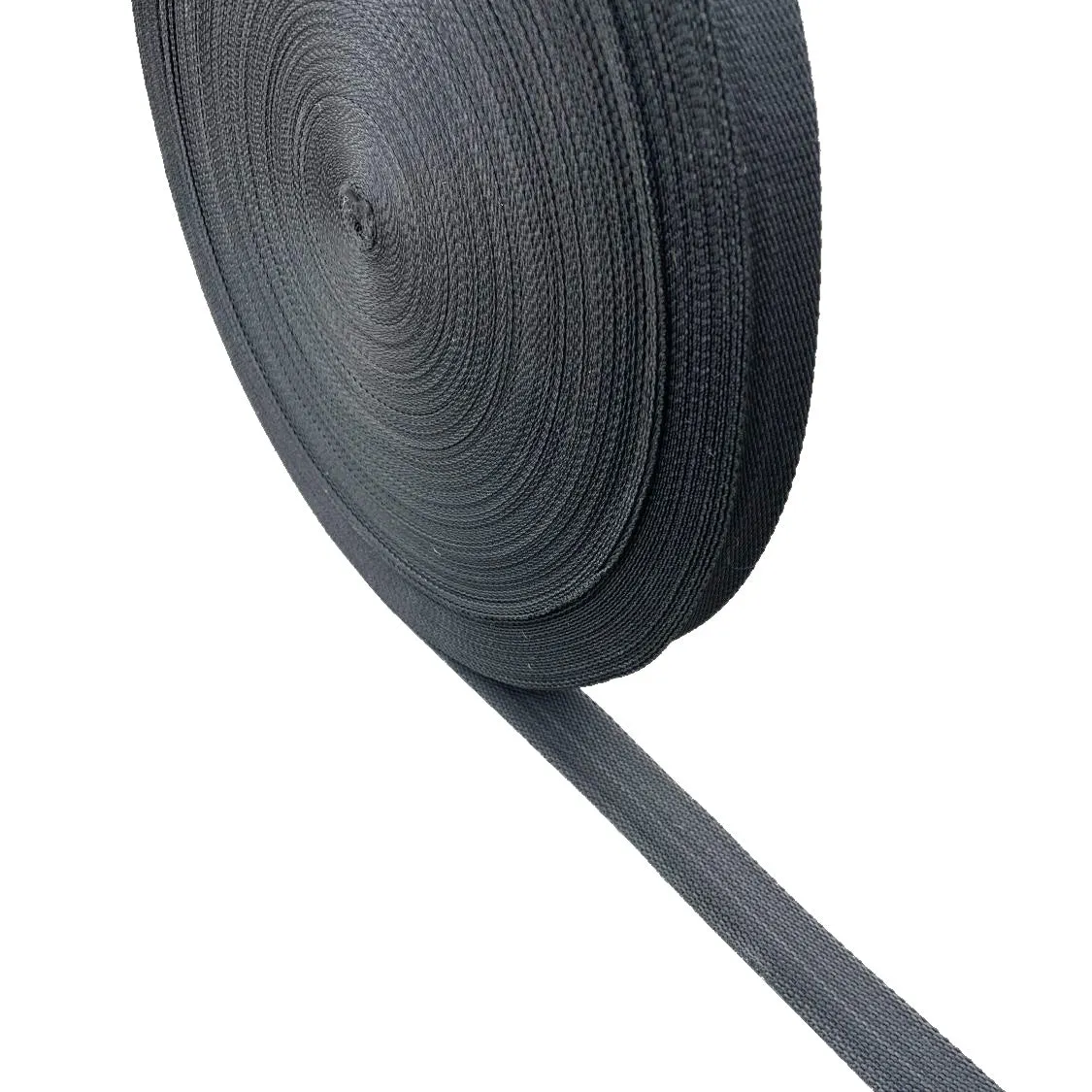 1" Flat Nylon Webbing Straps - Black, 25 Yd Roll - Lightweight