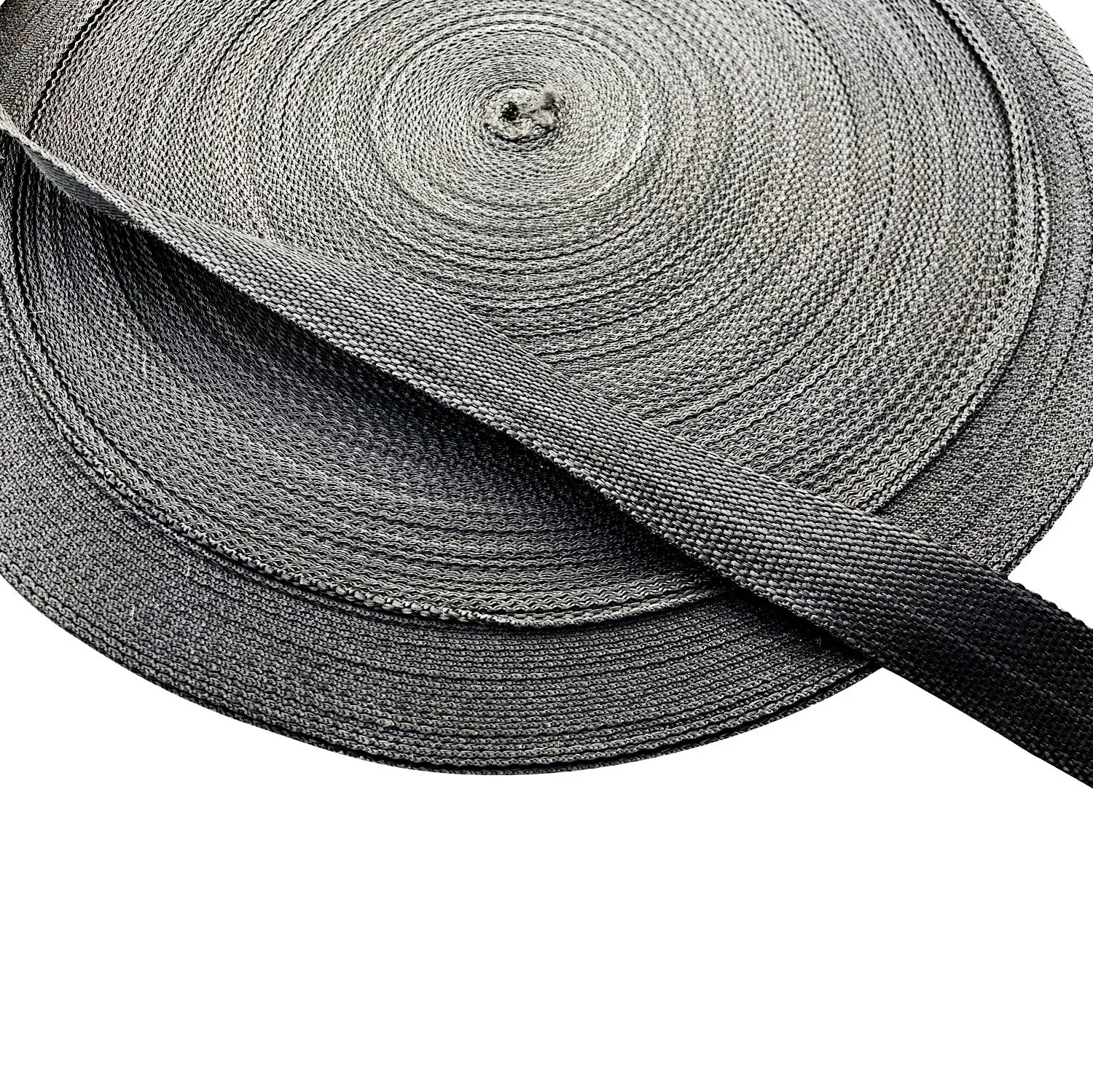 1" Flat Nylon Webbing Straps - Black, 25 Yd Roll - Lightweight