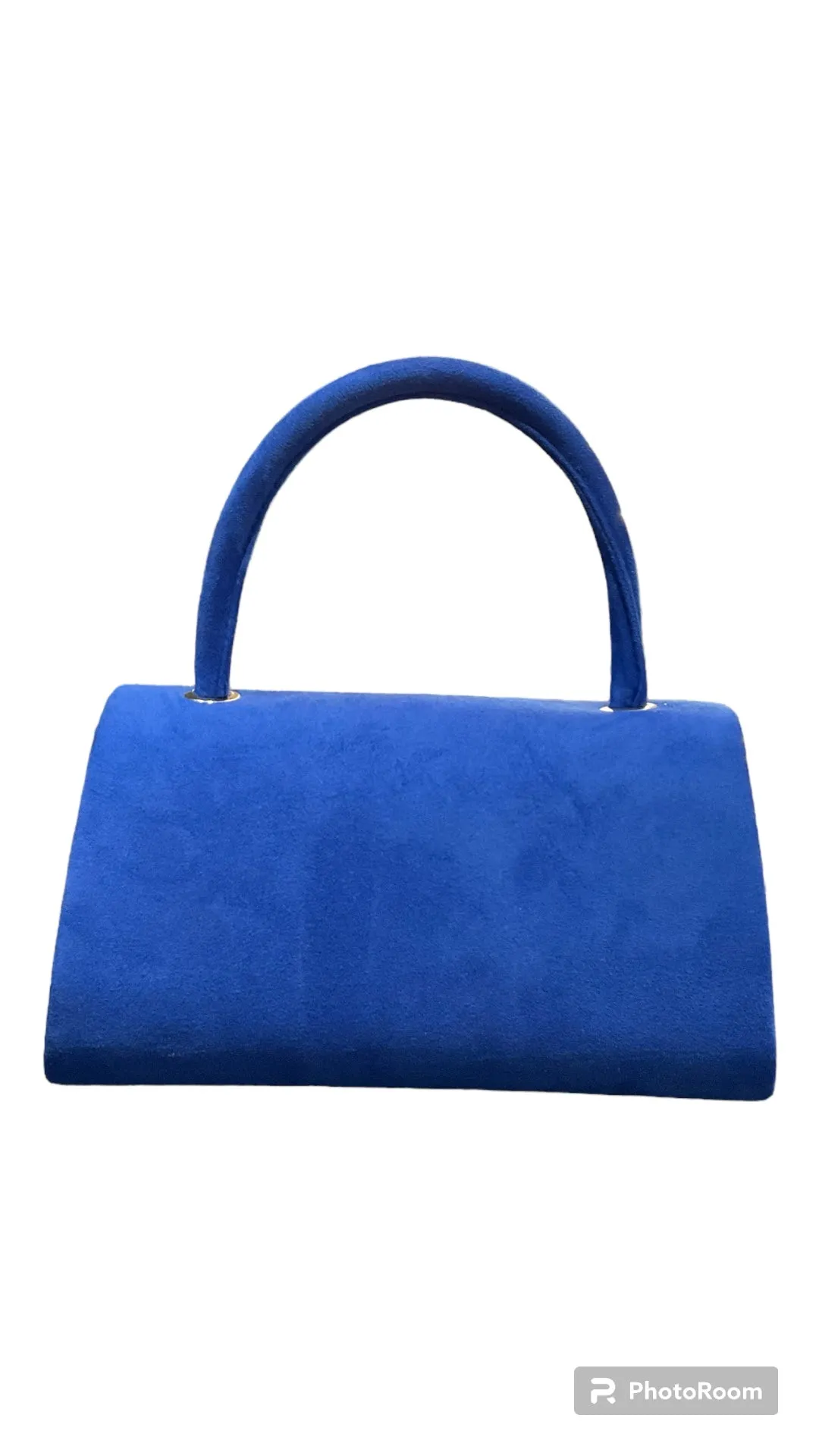 Adorne Blue Suede Diamanté Gem Clutch Handbag