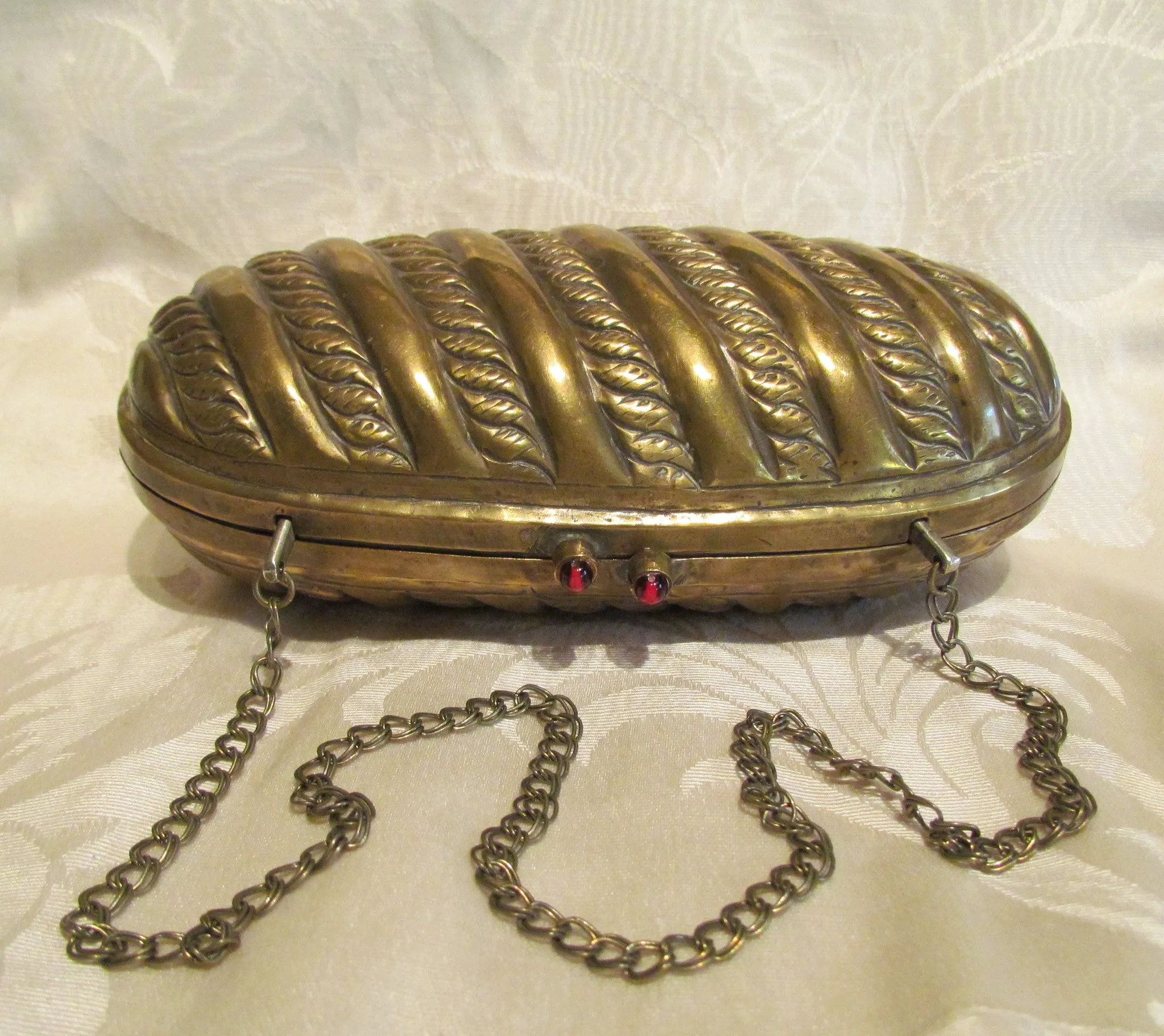 Art Deco Brass Shell Purse Pillow Handbag Antique Evening Bag Formal