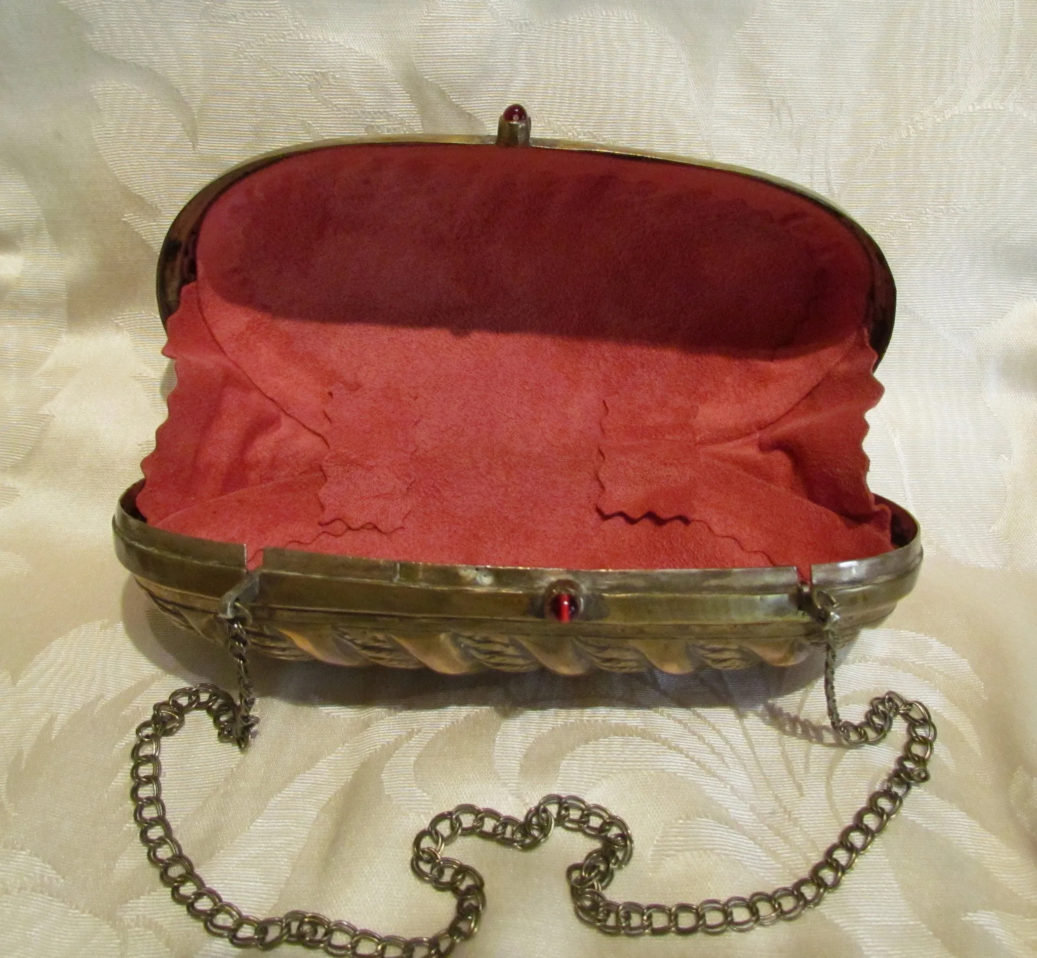 Art Deco Brass Shell Purse Pillow Handbag Antique Evening Bag Formal