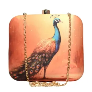 Artklim Multicolor Peacock Printed Clutch