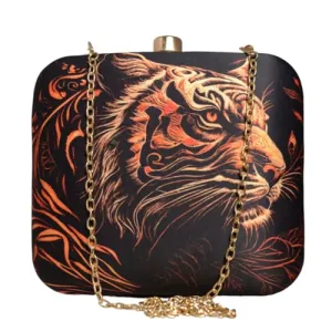 Artklim Tiger Face Printed Clutch