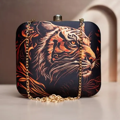 Artklim Tiger Face Printed Clutch