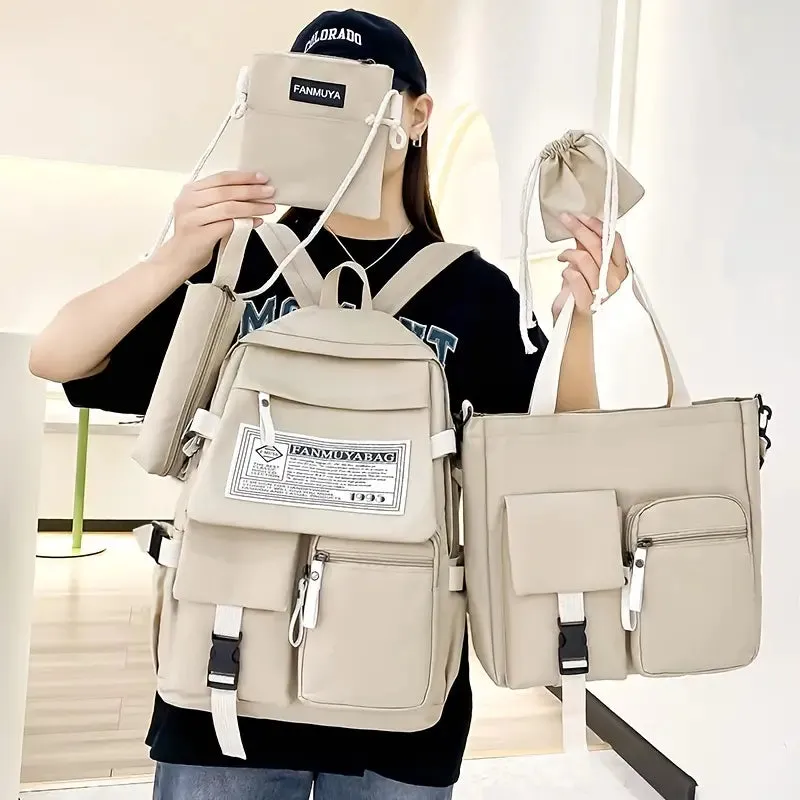 Bag 5pcs Backpack Crossbody Bag Handbag Drawstring Bag And Pen Bag Set