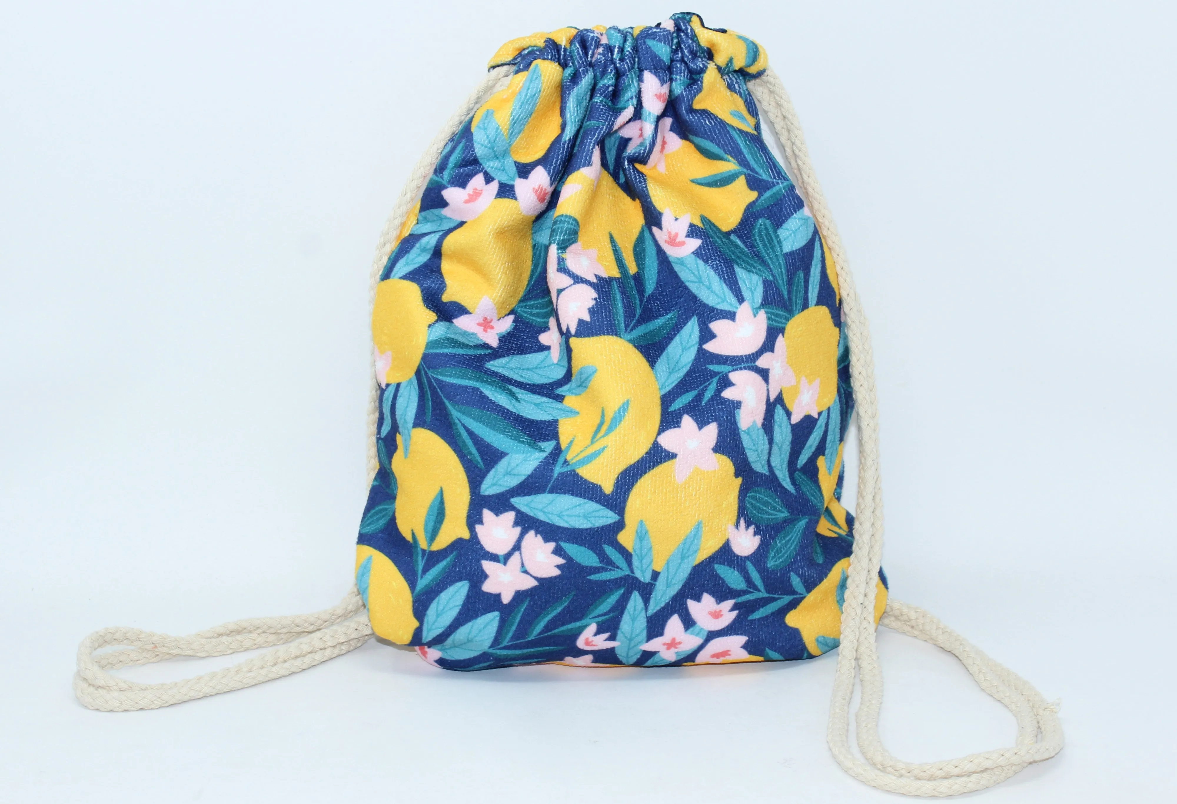 Beach Towel Bag in lemon print