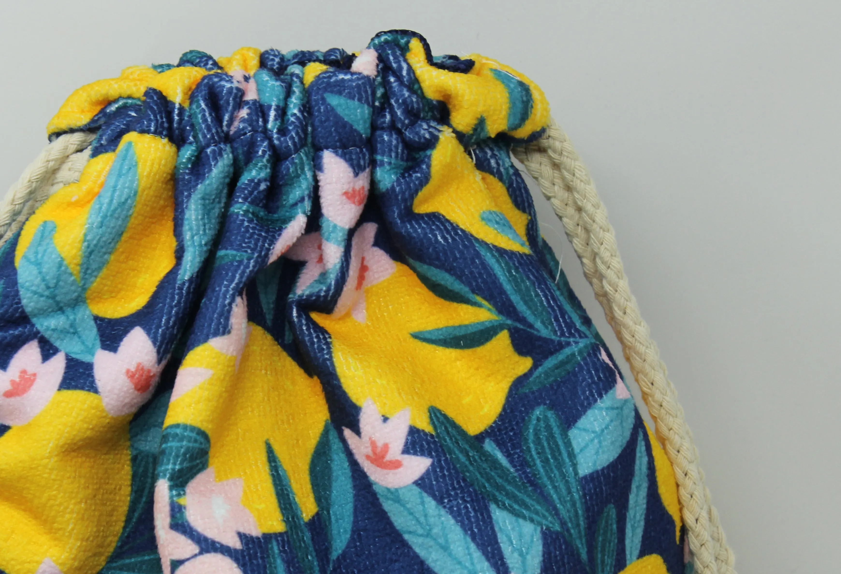 Beach Towel Bag in lemon print