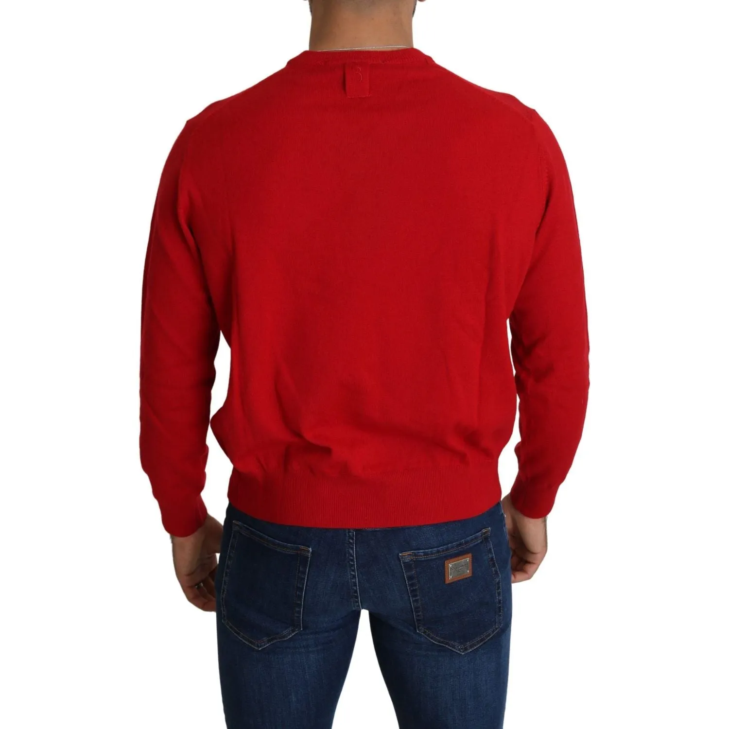 Billionaire Italian Couture Iconic Embroidered Red Wool Sweater