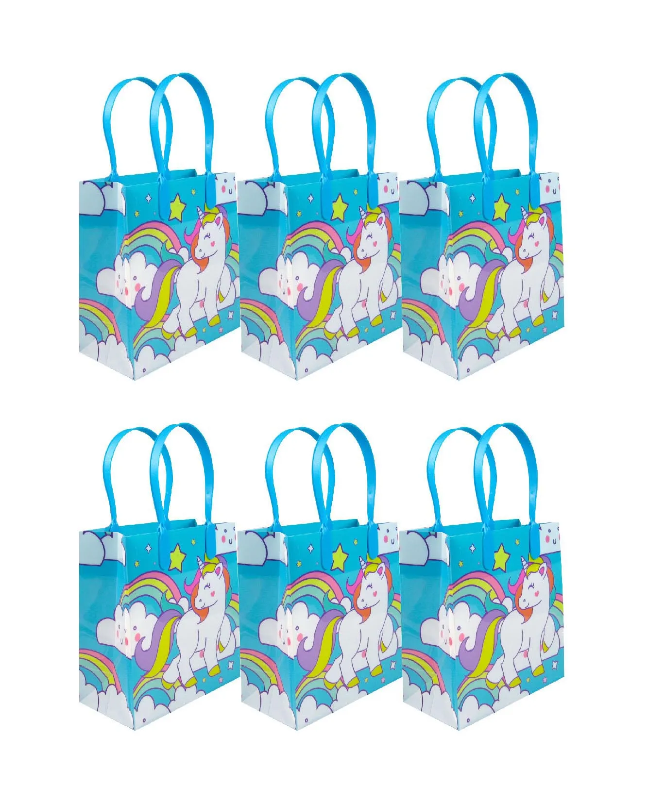 Blue Unicorn Party Favor Bags Treat Bags - Set of 6 or 12