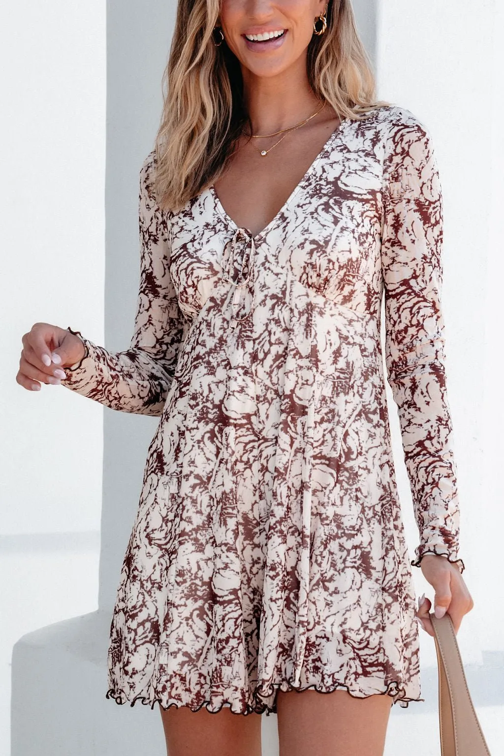 Brown Floral Print Romper Dress - DOORBUSTER