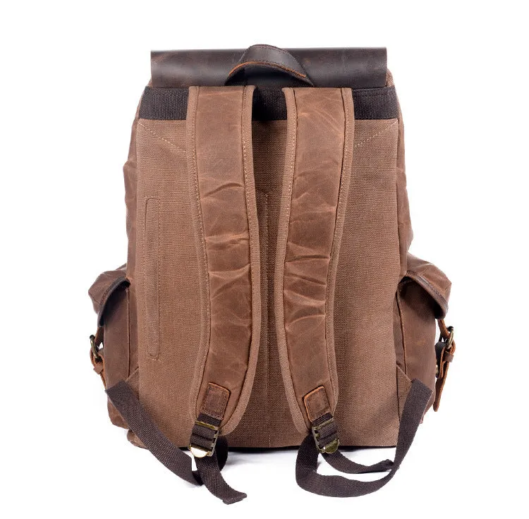 Canvas Leather Travel Backpack, Laptop Rucksack, Canvas Leather Backpack, Bag and Backpack