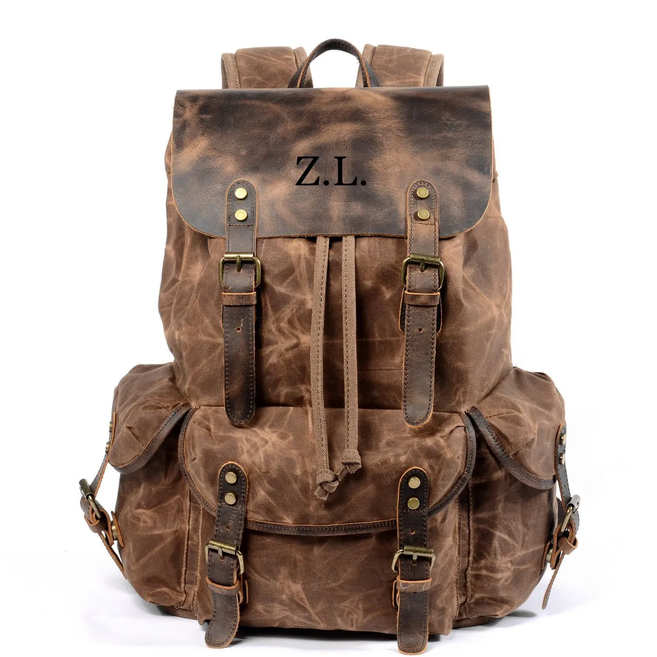 Canvas Leather Travel Backpack, Laptop Rucksack, Canvas Leather Backpack, Bag and Backpack