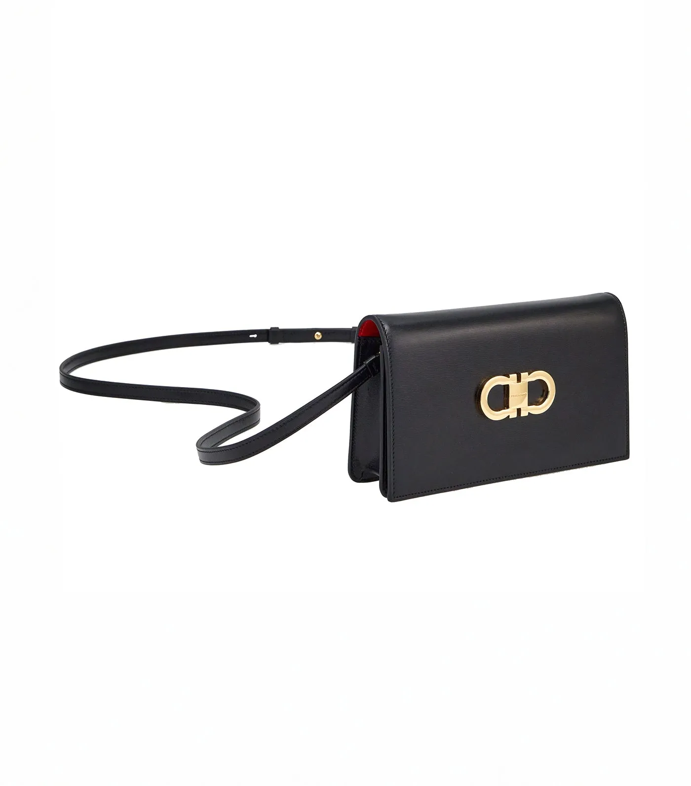 Double Gancini Mini Bag Black/Flame Red