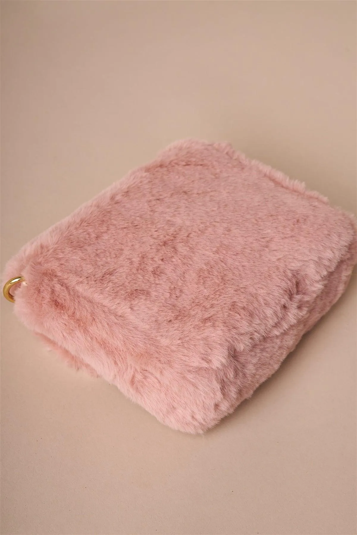 Dusty Pink Faux Fur Clutch Crossbody Bag /3 Bags