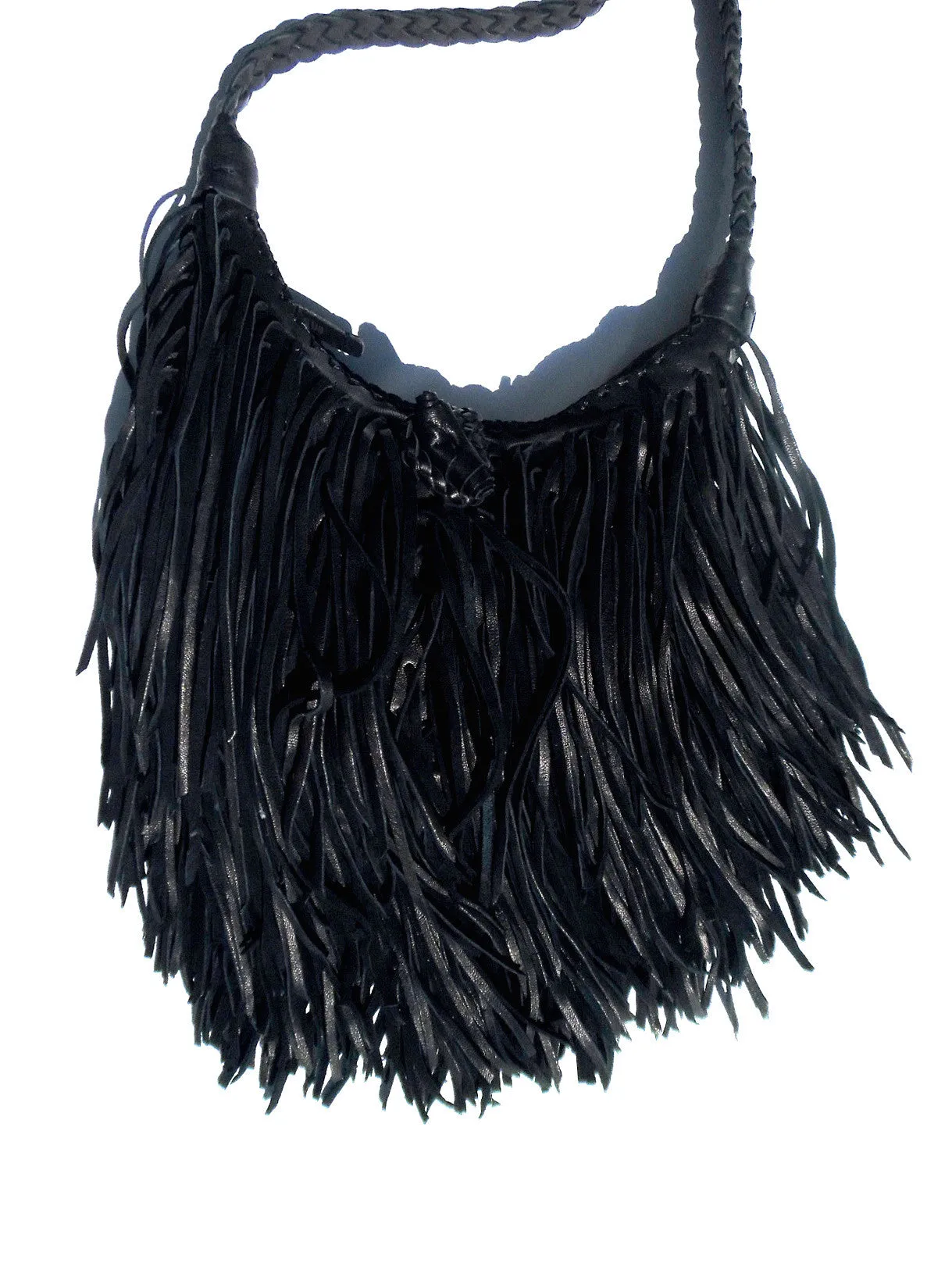 El Fleco Crossbody Fringe Bag Black