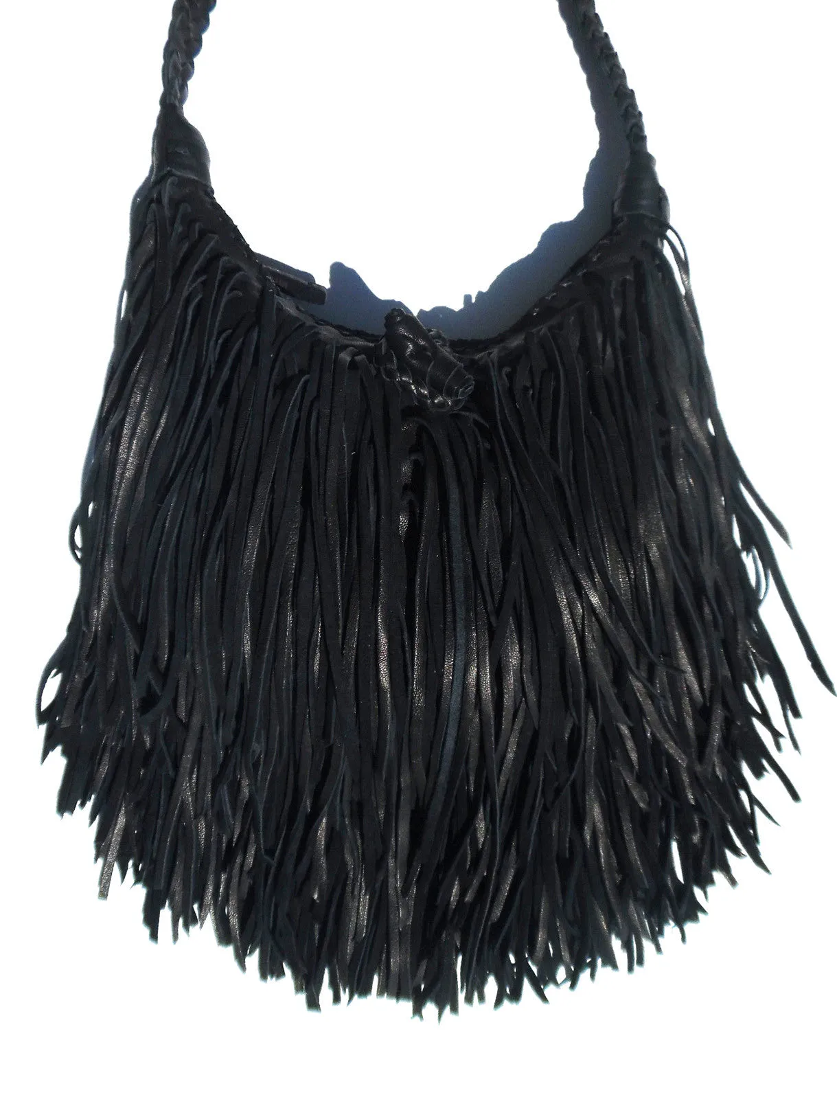 El Fleco Crossbody Fringe Bag Black