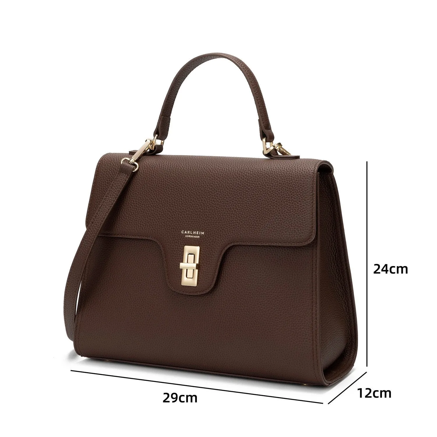 Estelle Genuine Leather Handbag (Brown)