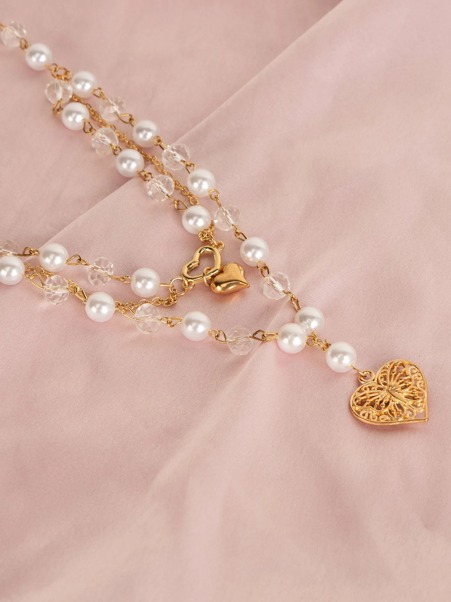 Faux Pearl Bead Double Necklace