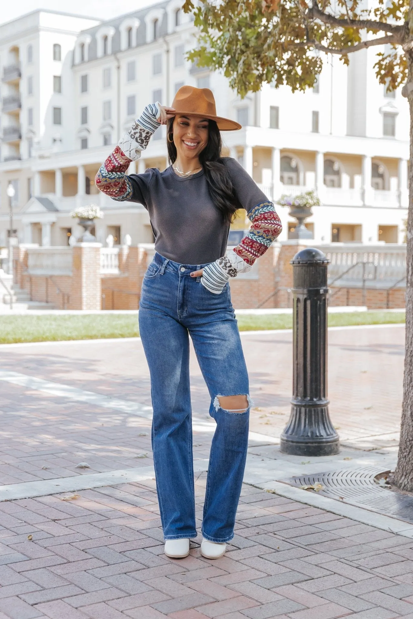 Free People Charcoal Combo All In Cuff Top