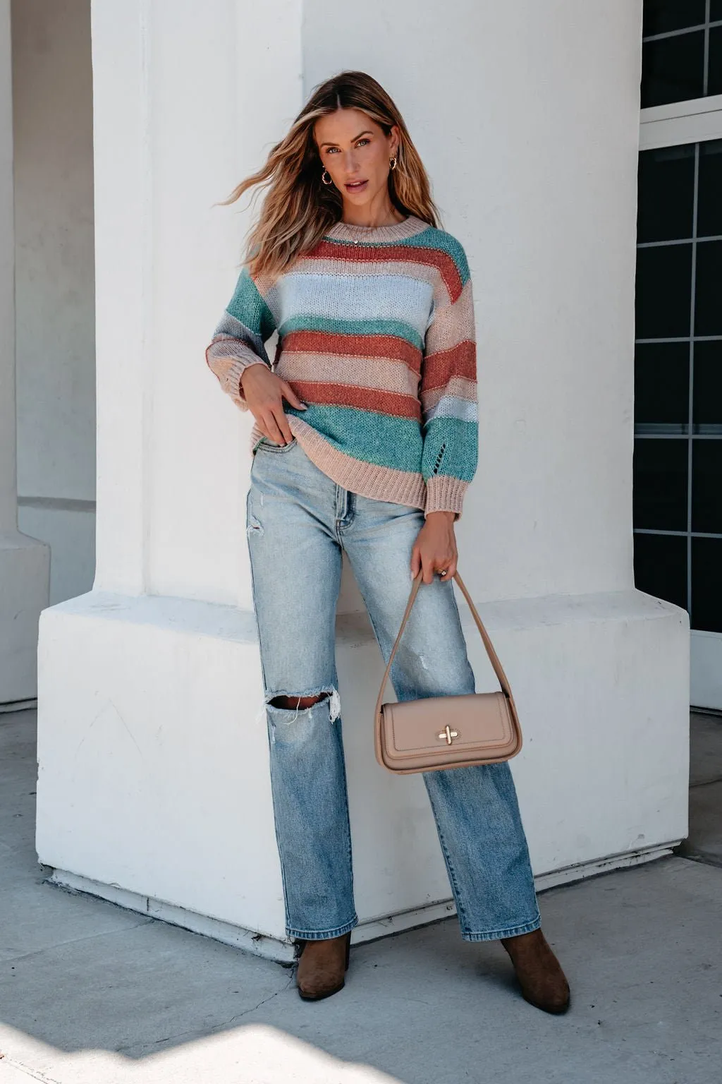 Fresh Start Multi Striped Sweater - DOORBUSTER