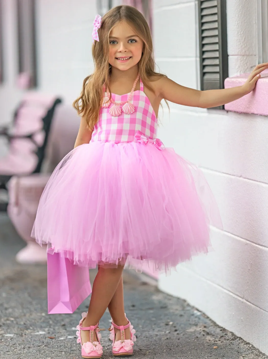 Girls All Dolled Up Gingham Barbiecore Tutu Costume