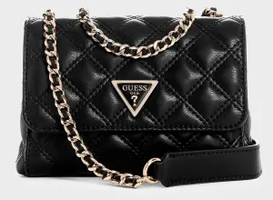 Guess Giully Mini 2 Convertible Quilted Flap In Black For Women