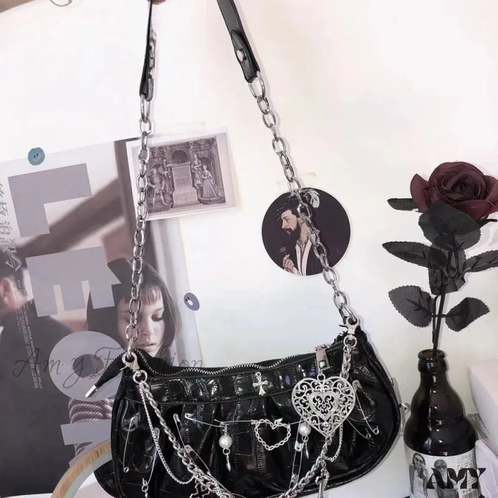 Harajuku Bag Hip Crossbody Shoulder Hop Metal Tote Gothic Punk Rock Y2K Underarm