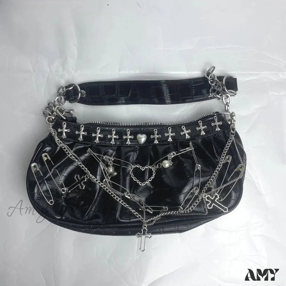 Harajuku Bag Hip Crossbody Shoulder Hop Metal Tote Gothic Punk Rock Y2K Underarm