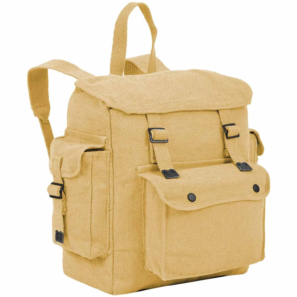 Highlander Beige Canvas Webbing Backpack with Pockets - 18L