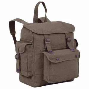 Highlander Olive Canvas Webbing Backpack with Pockets - 18L