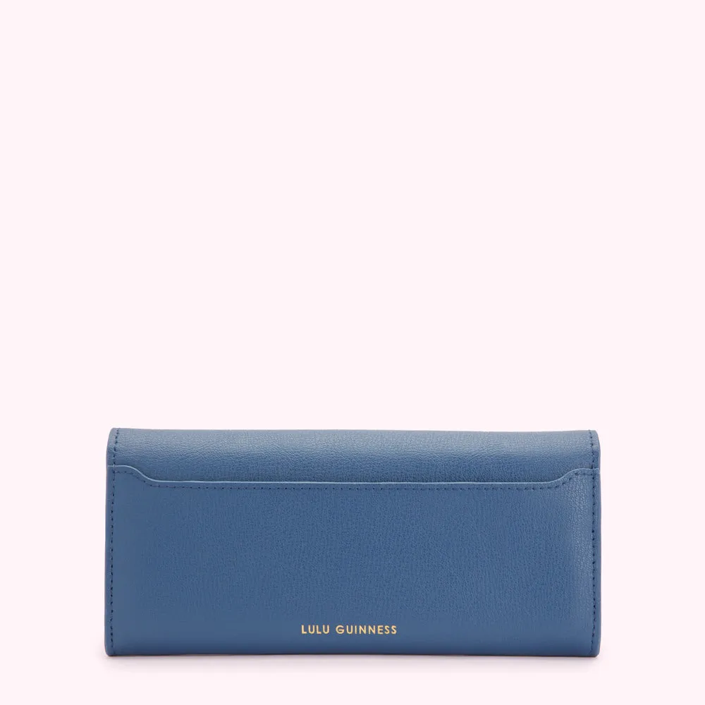 INDIGO LEATHER SOLID LIP CORA WALLET