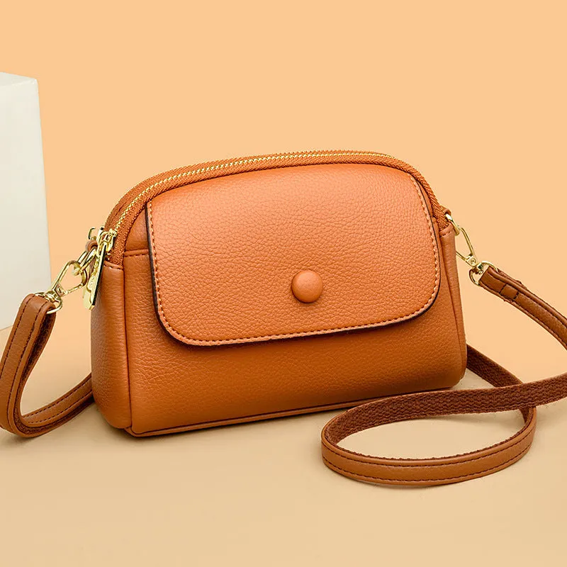 Lightweight Soft Leather One-shoulder Crossbody Bag