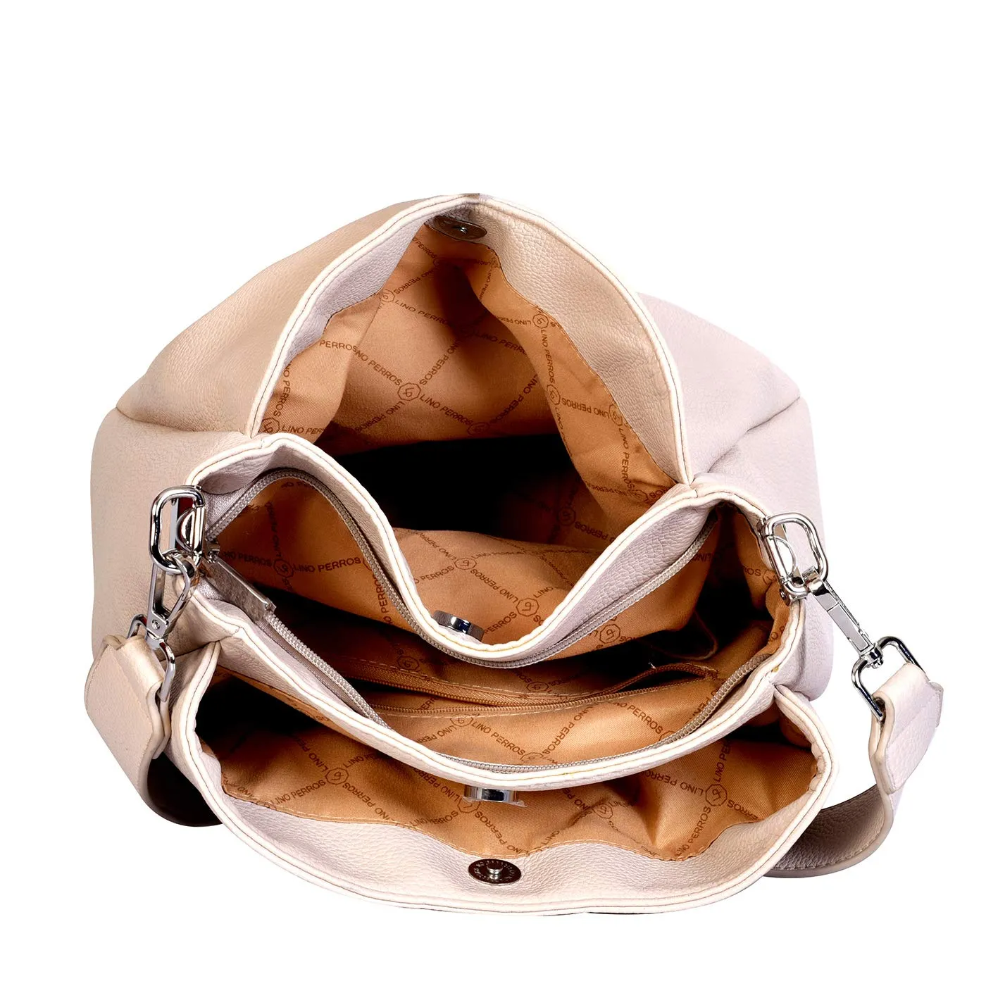 Lino Perros Womens OffWhite Synthetic Leather Hobo (OFFWHITE)