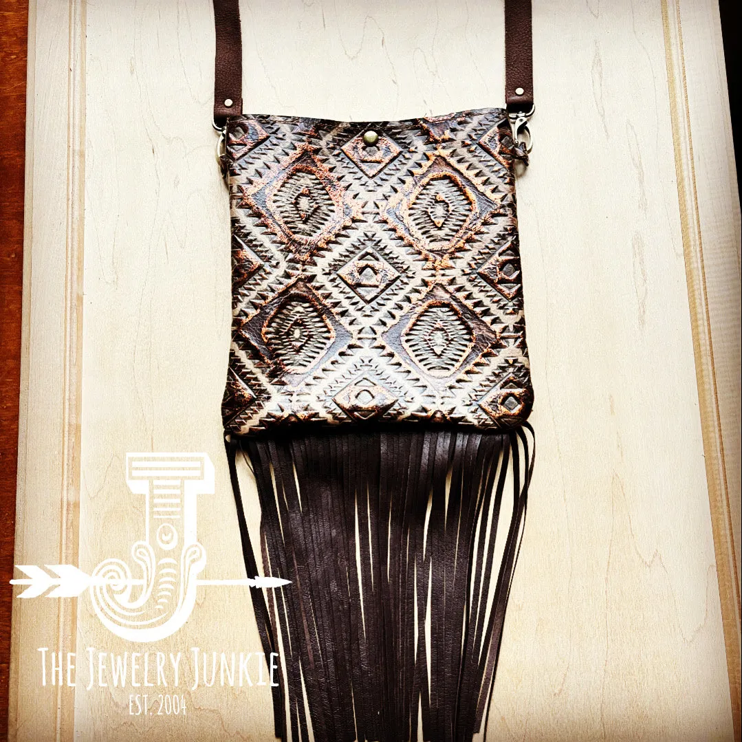 **MEDIUM Crossbody Handbag w/ Copper Aztec Leather 513m