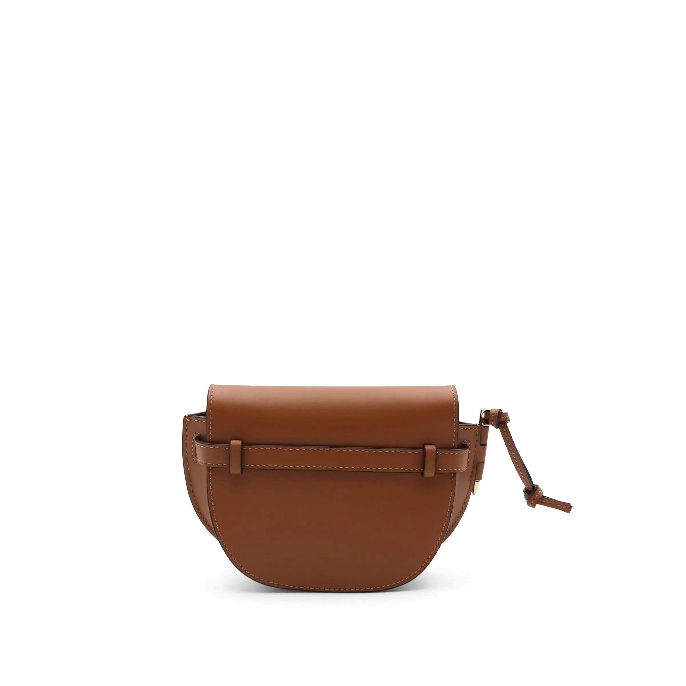 Mini Gate Dual Bag in Soft Calfskin and Jacquard Strap in Tan