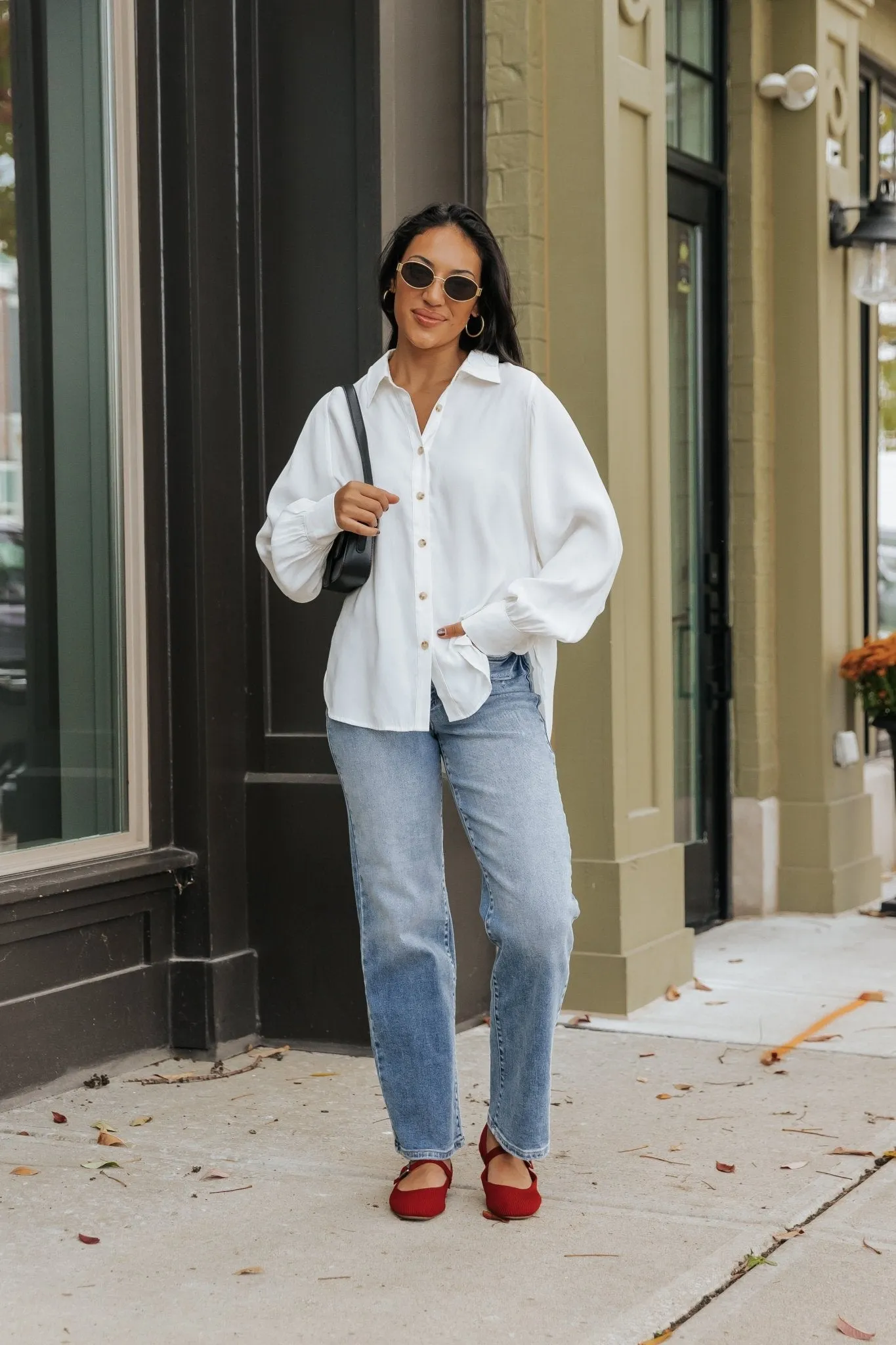 Muse By Magnolia Ivory Button Down Shirt - FINAL SALE