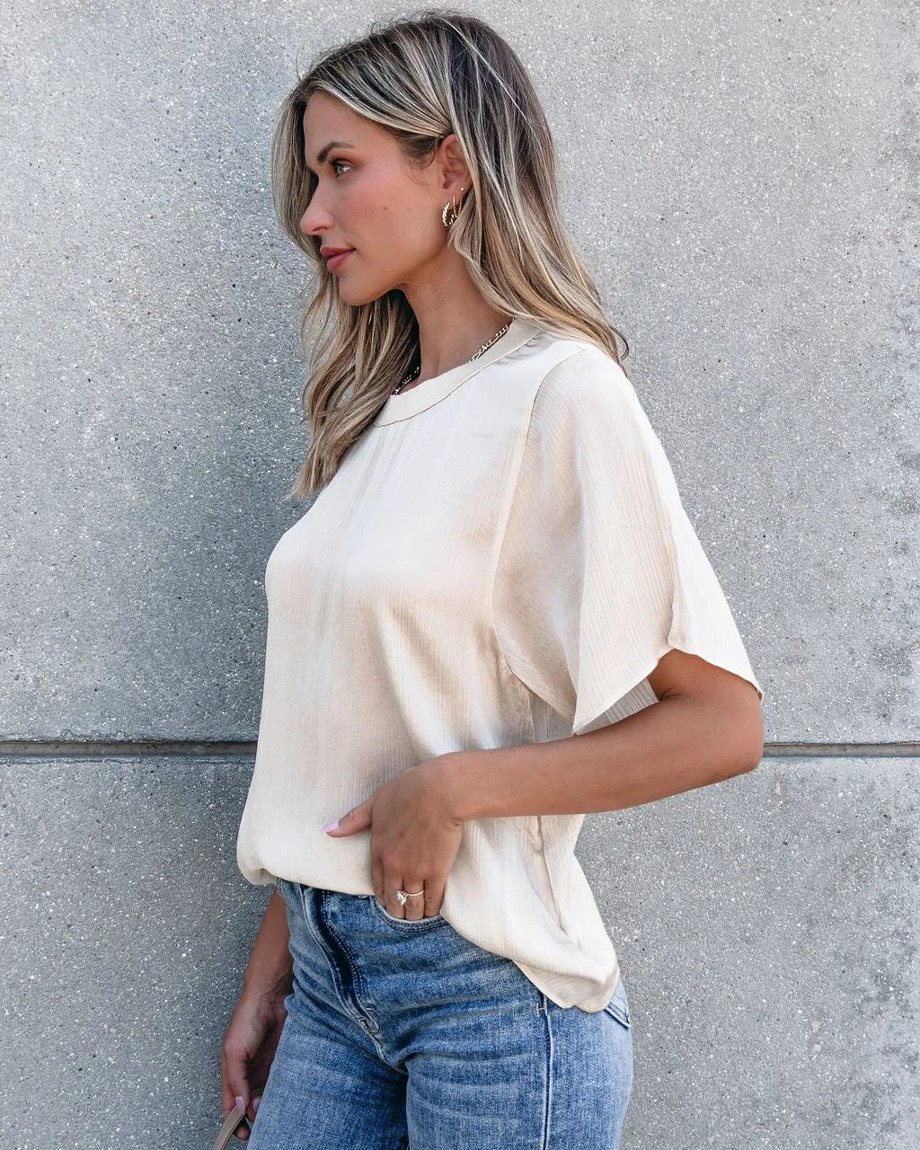 Muse By Magnolia Silky Cream Short Sleeve Top - FINAL SALE