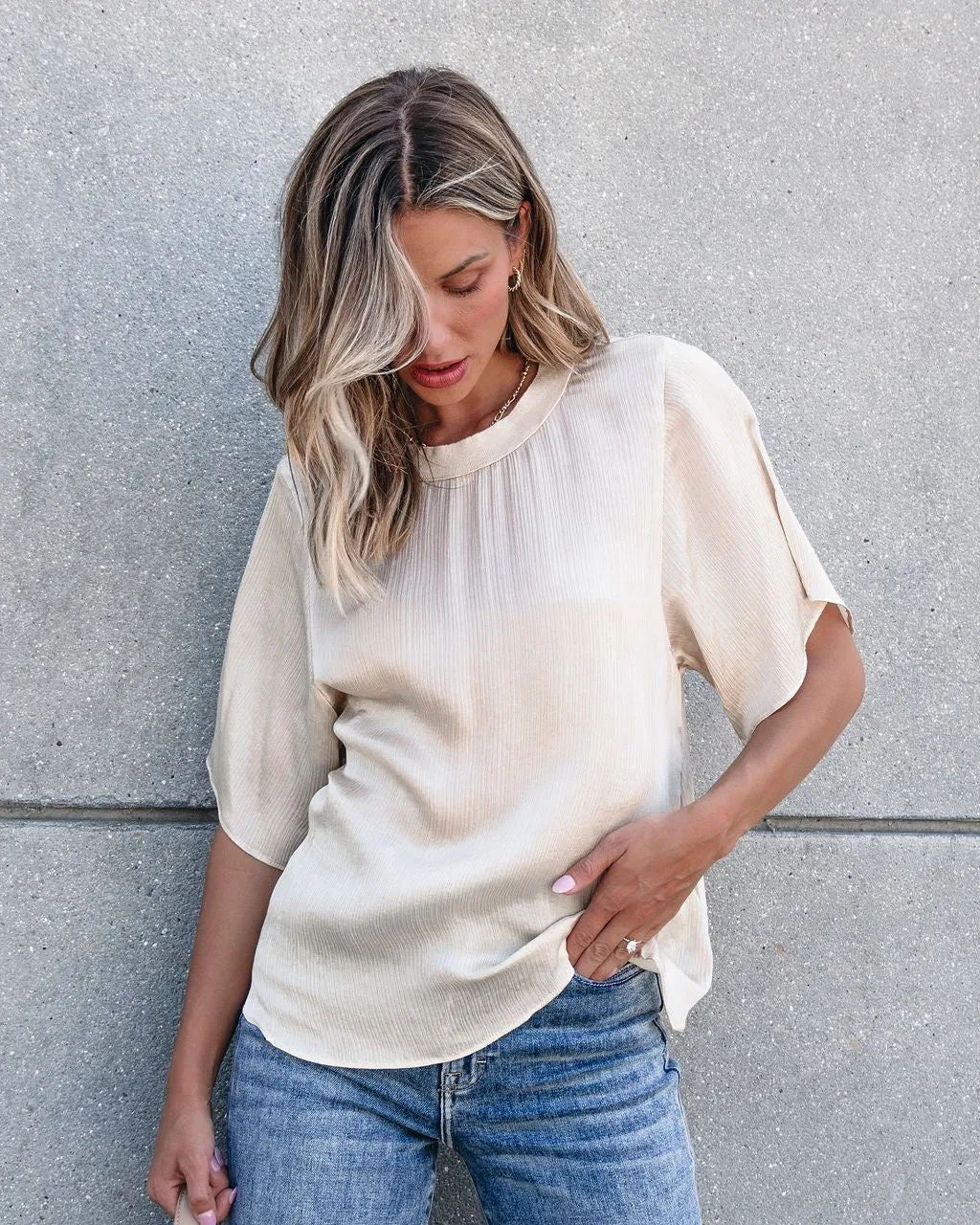 Muse By Magnolia Silky Cream Short Sleeve Top - FINAL SALE