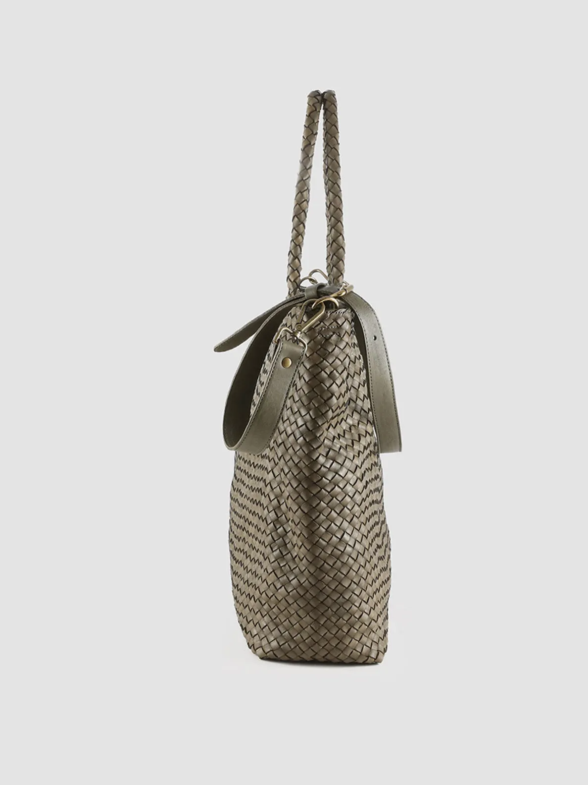 OC CLASS 35 Woven - Green Woven Leather Shoulder Bag