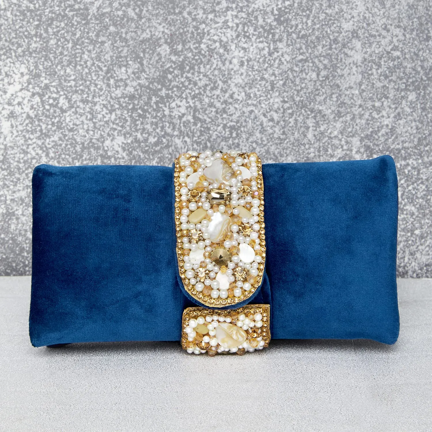 Peora Blue Clutch Purses for Women Handmade Evening Handbags Bridal Clutch(C01B)