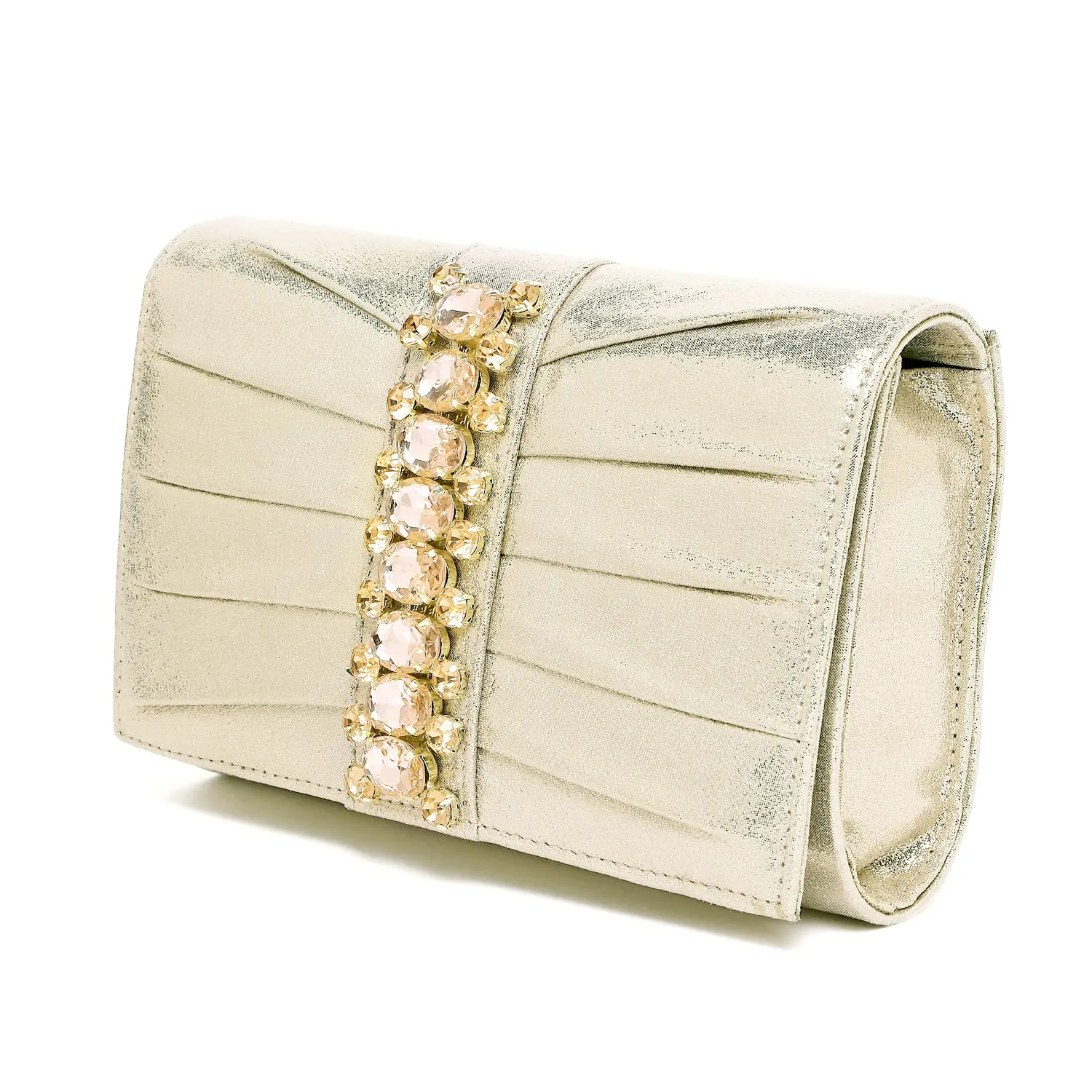 Peora Clutch Women's Purse Bridal Bag For Casual Detachable Strap Evening Sling Bag (Gold)-C53G