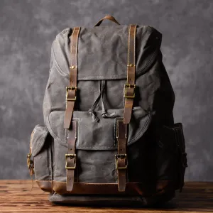 Personalized Waxed Canvas Backpack Large Travel Backpack Laptop Backpack Unisex Weekender Backpack School Backpack