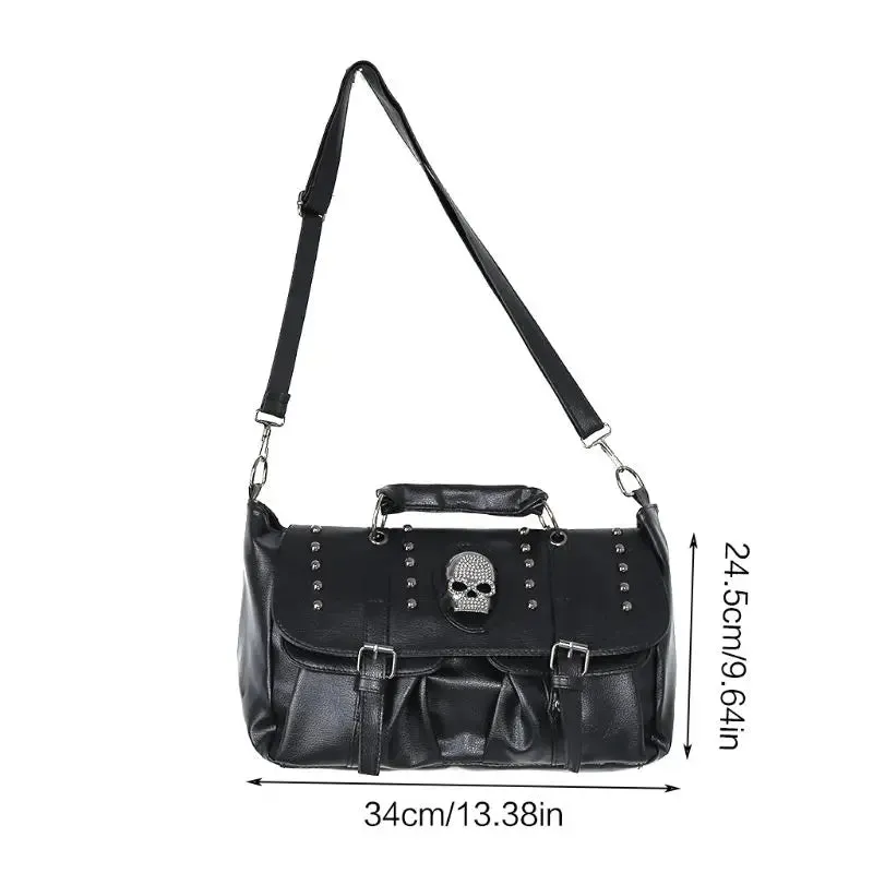 Punk Style Leather Skull Large Capacity Luxury Crossbody Bag