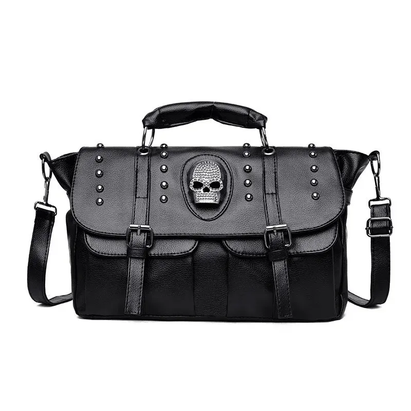 Punk Style Leather Skull Large Capacity Luxury Crossbody Bag