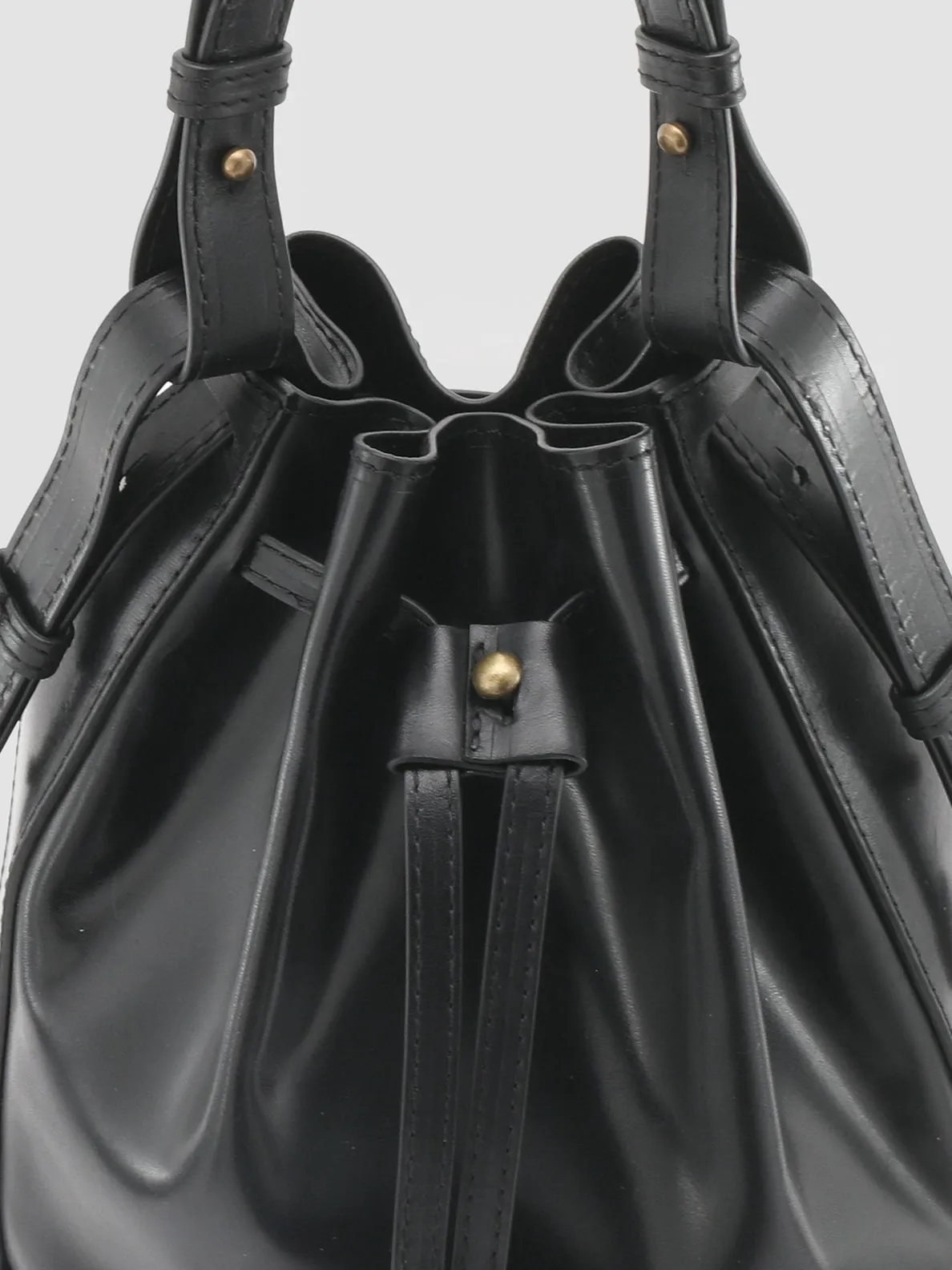 SADDLE 08 - Black Leather Bucket Bag