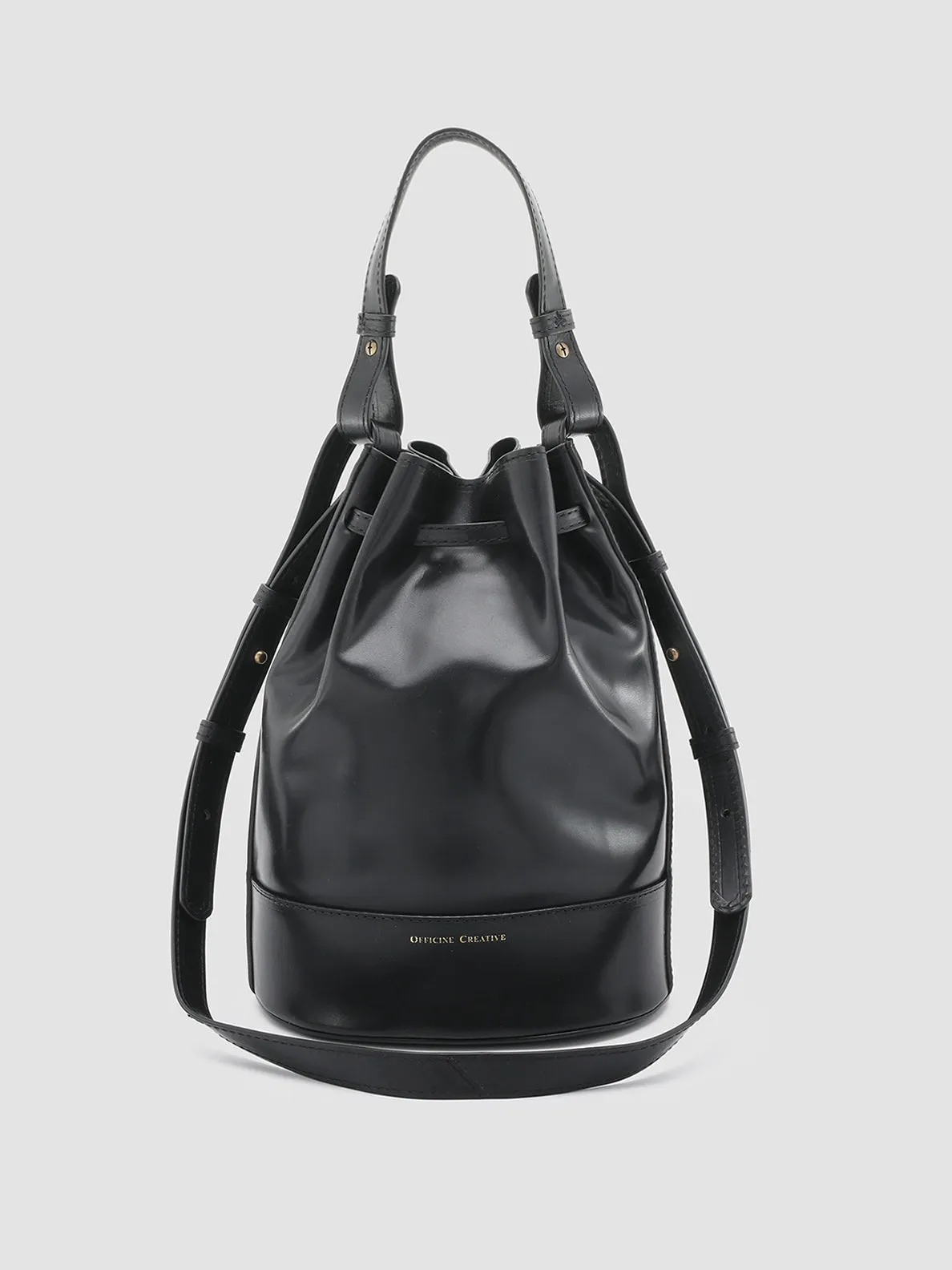 SADDLE 08 - Black Leather Bucket Bag