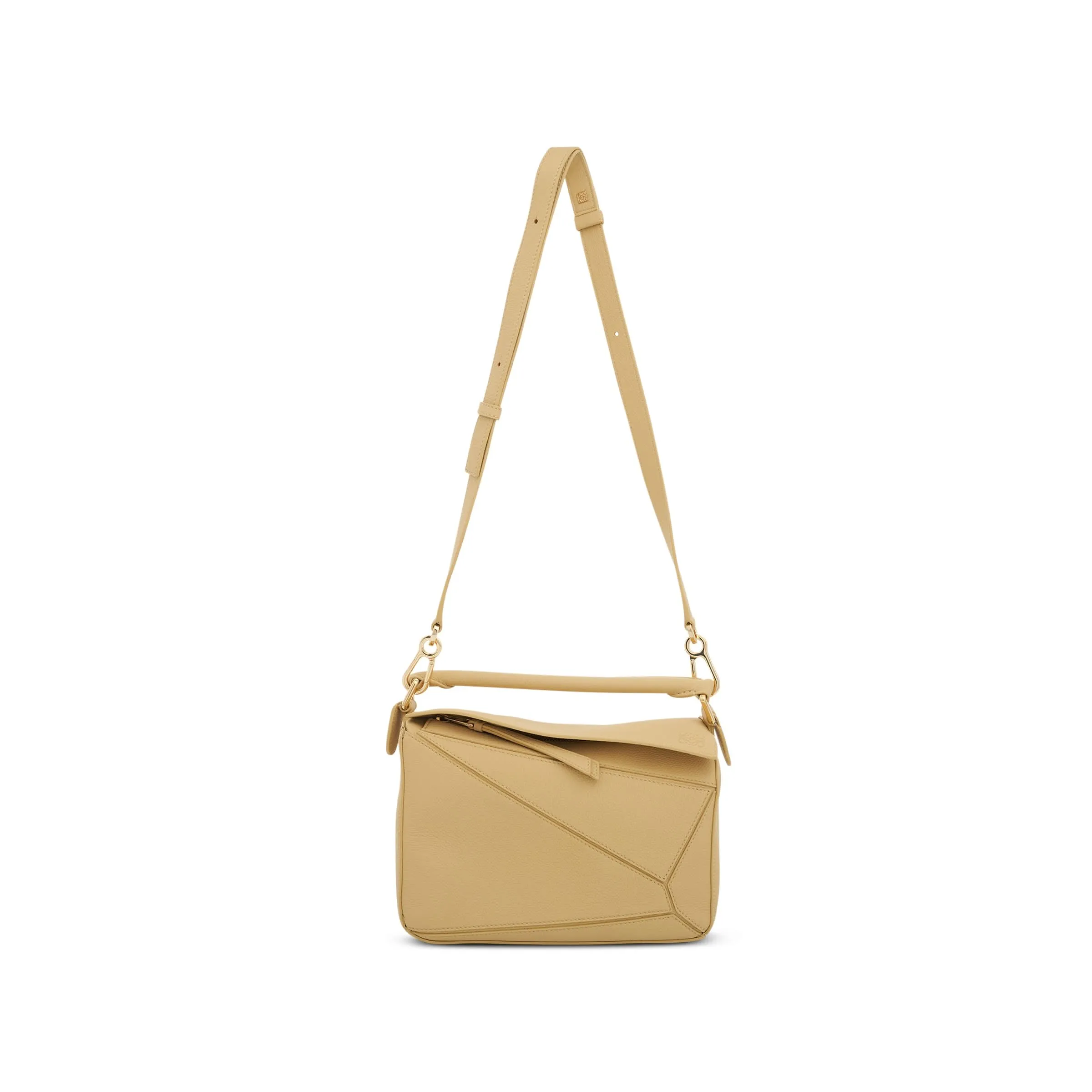 Small Puzzle Bag in Soft Grained Calfskin Leather in Dark Butter