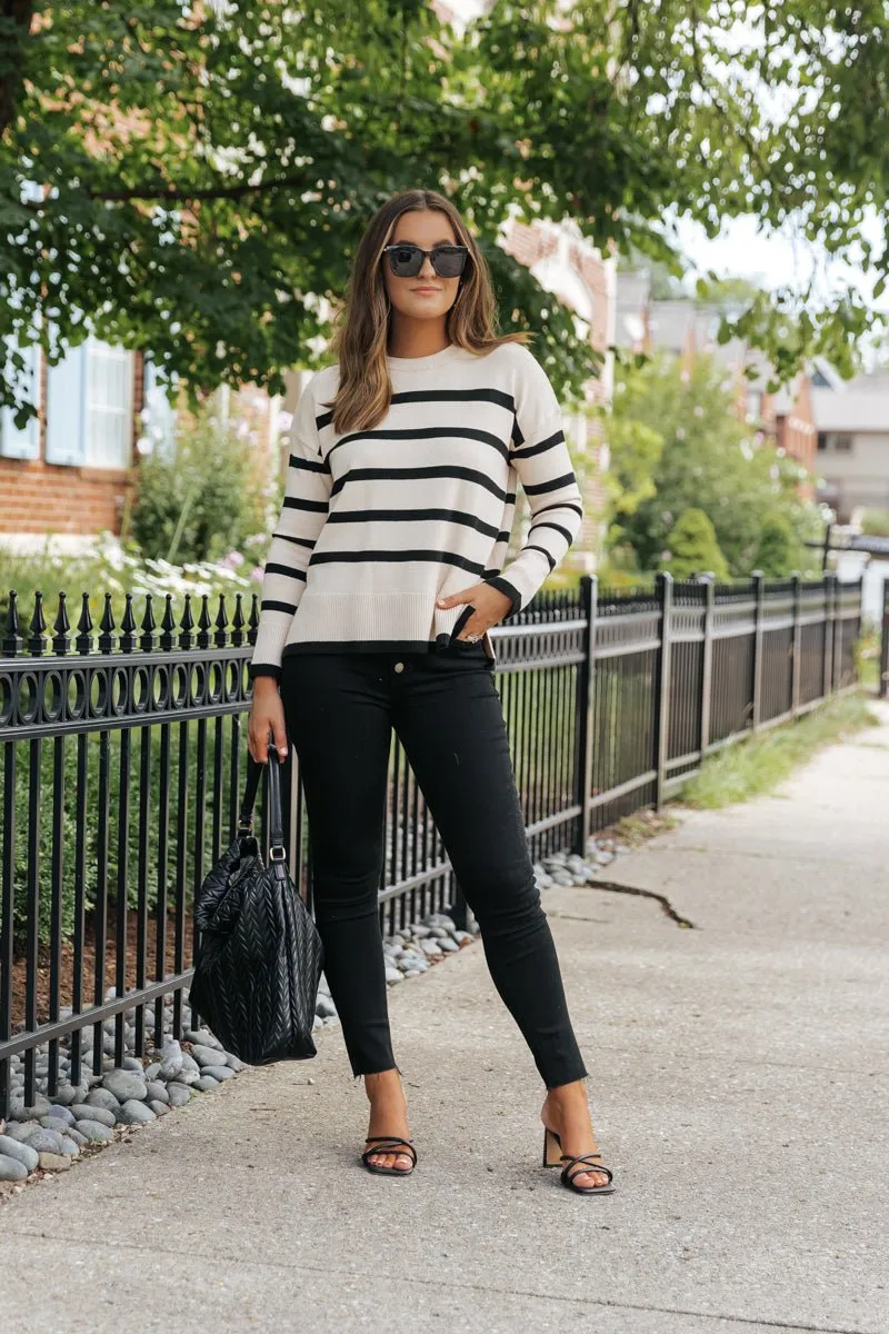 Tan and Black Striped Sweater - FINAL SALE