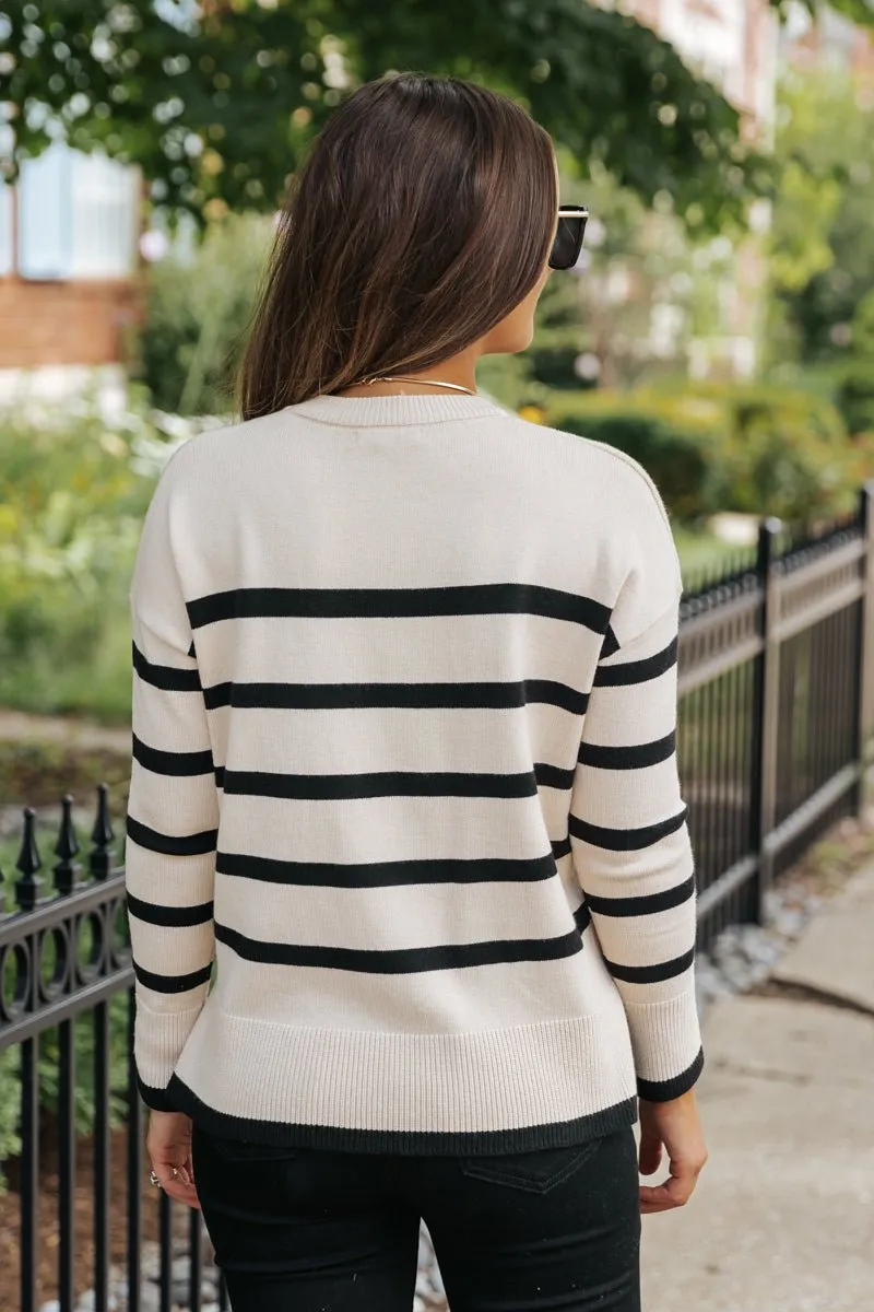 Tan and Black Striped Sweater - FINAL SALE